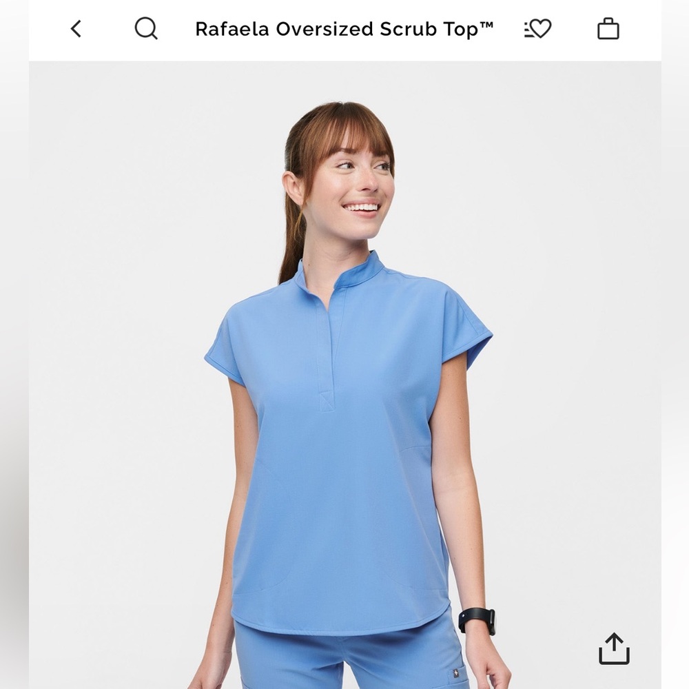 FIGS M Ceil Blue Rafaela Scrub Top Like NEW